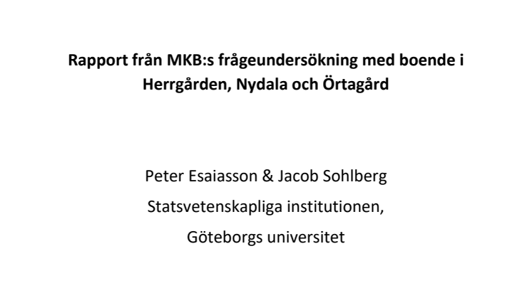 Rapport från MKBs frågeundersökning med boende i Herrgården, Nydala och Örtagård