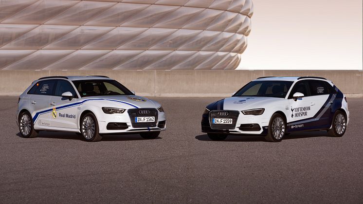 Audi A3 Sportback e-tron cars to advertise the Audi Cup - Real Madrid and Tottenham