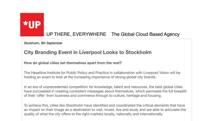 City Branding Event in Liverpool Looks to Stockholm