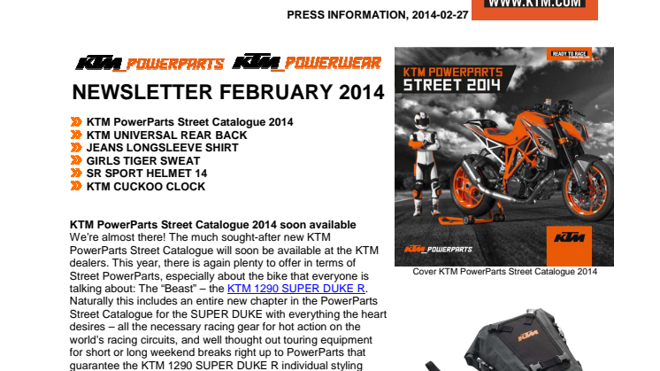KTM PowerParts Street Catalogue 2014 soon available!
