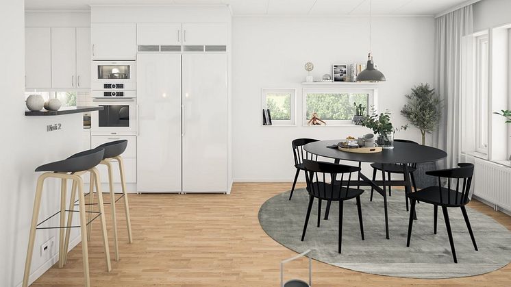 Brf Sundby Äng - 3D-bild av kök/matrum