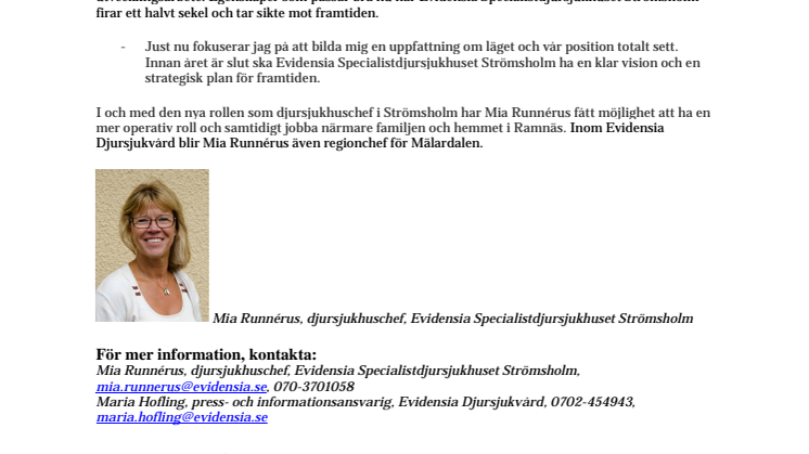 Mia Runnérus tillbaka i Strömsholm