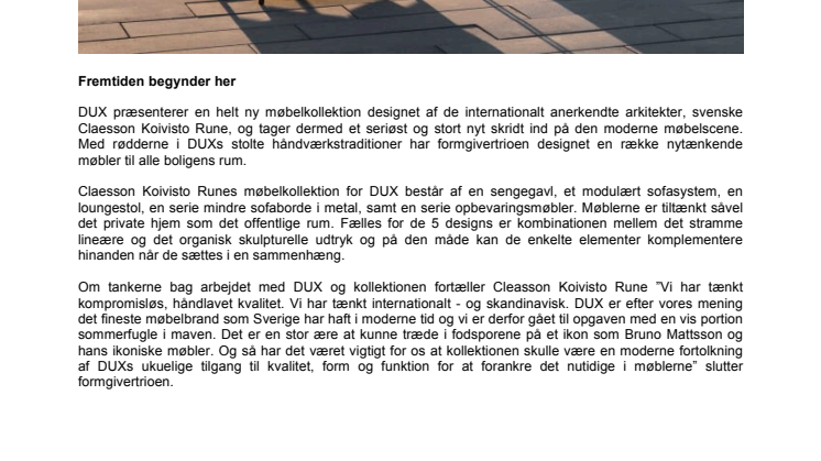 DUX presenterar Claesson Koivisto Rune Collection på 3daysofdesign i Köpenhamn