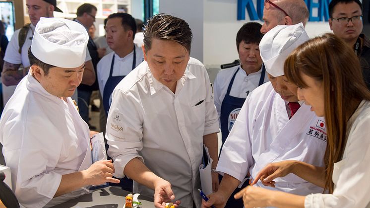 Japanische Sushi-Meister unter sich: Hirotoshi Ogawa, Takashi Okumura und Yoshizumi Nagaya