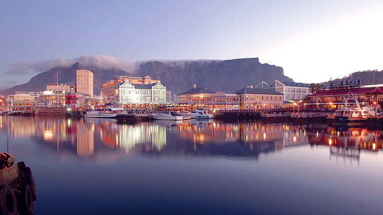 South Africa waterfront pierhead and Table Mountain