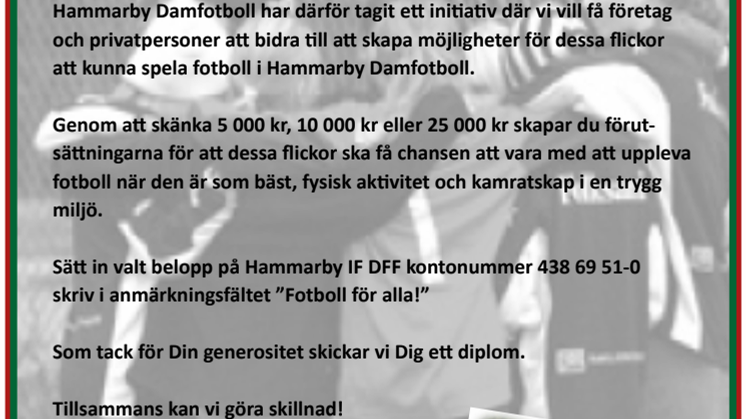 Alla flickor i Stockholm har inte råd  att spela fotboll!