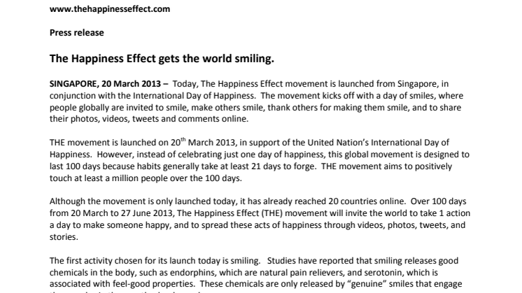 The Happiness Effect gets the world smiling.  