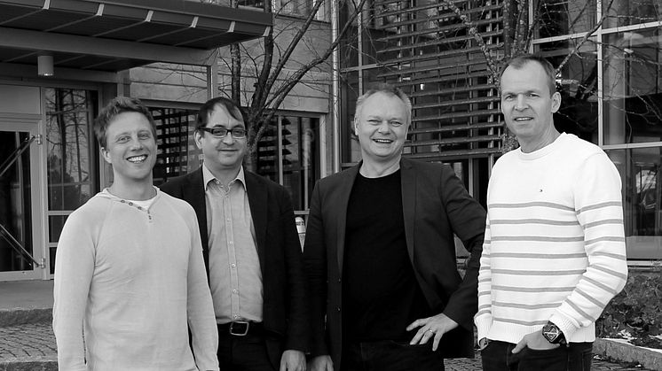 Grundarna av Algoryx Simulations, Martin Servin, Claude Lacoursière, Kenneth Bodin and Anders Backman. Foto: Johanna Liljedahl.