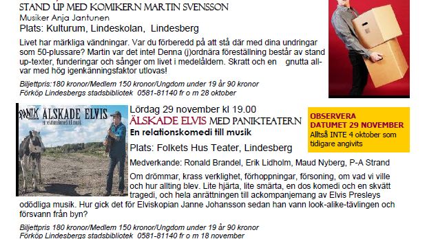 Boka redan nu för höstens teaterföreställningar i Lindesberg