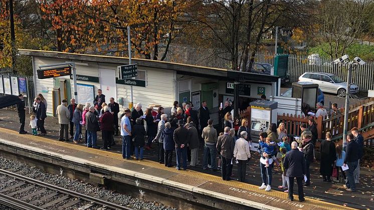 100 year Armistice commemorations at Salfords station in Surrey