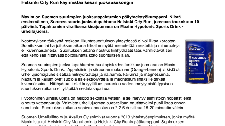 Helsinki City Run käynnistää kesän juoksusesongin