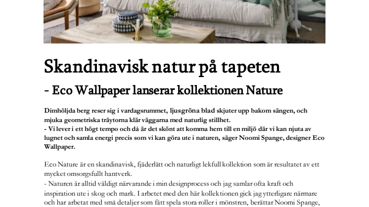 Skandinavisk natur på tapeten  - Eco Wallpaper lanserar kollektionen Nature