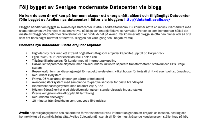 Följ bygget av Sveriges modernaste Datacenter via blogg