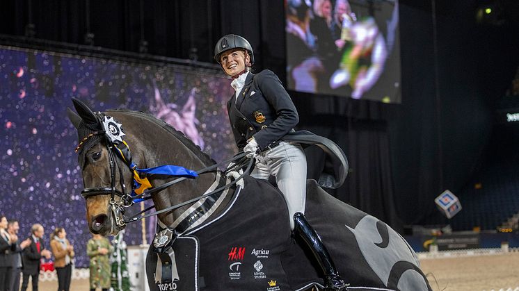World number one Jessica von Bredow-Werndl and TSF Dalera BB, winners of the Lövsta Top 10 Dressage in Stockholm 2022. Photo: Roland Thunholm