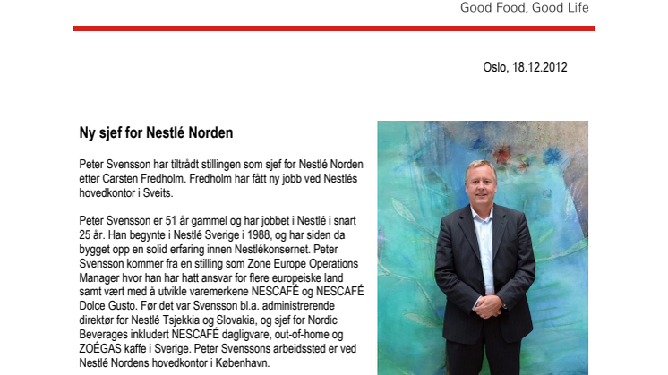 Ny sjef for Nestlé Norden
