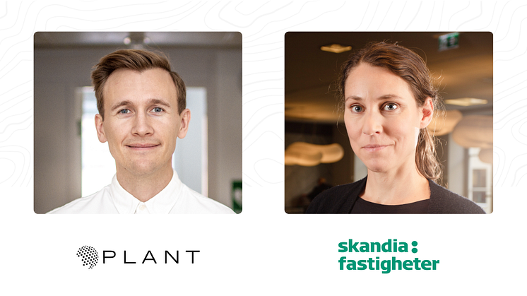 Pelle Tunell, vd, Plant och Emma Henriksson, hållbarhetschef, Skandia Fastigheter