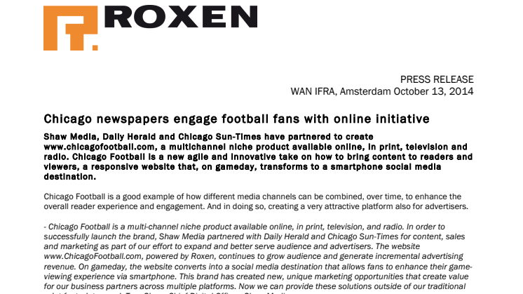 Chicago newspapers engage football fans with online initiative