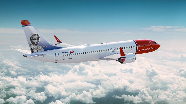 Sojourner Truth on the tailfin of Norwegian's newest Boeing 737 MAX aircraft