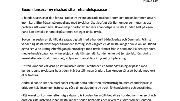 Boxon lanserar ny nischad site - ehandelspase.se