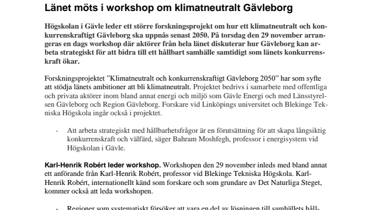 Länet möts i workshop om klimatneutralt Gävleborg