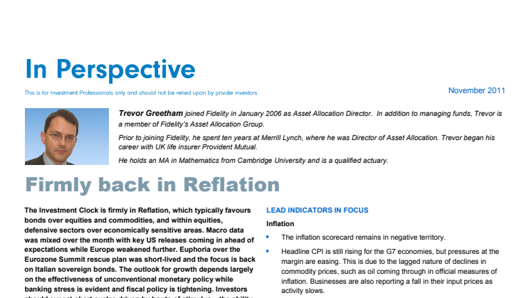 Trevor Greetham's current views: "Firmly back in reflation"