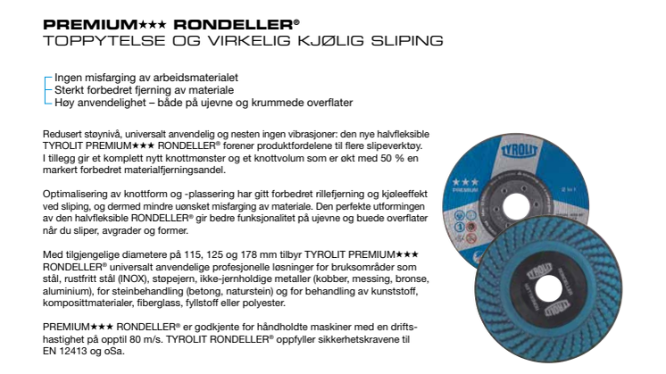 Produktblad Tyrolit PREMIUM Rondeller® 