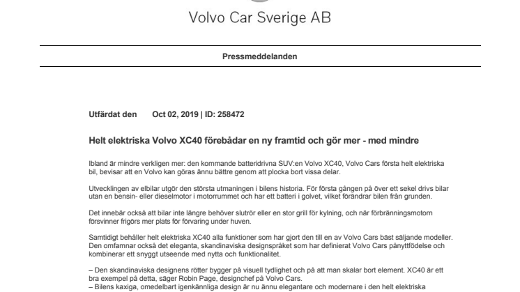 Helt elektriska Volvo XC40 förebådar en ny framtid och gör mer - med mindre