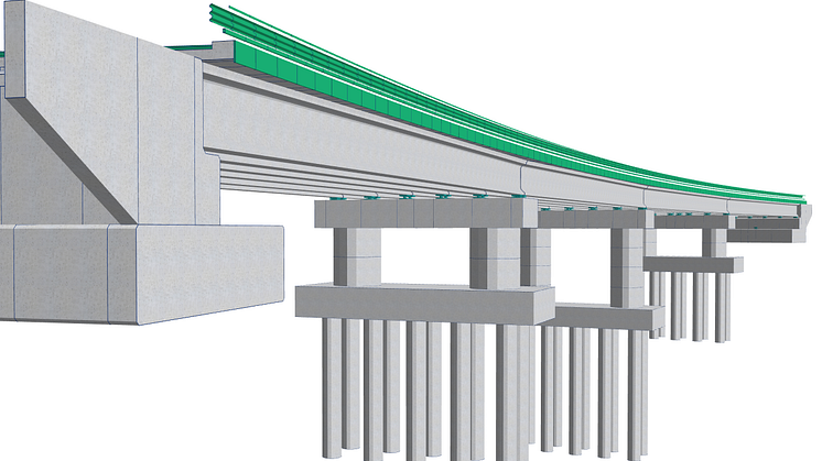 La nuova versione di Allplan Bridge 2022 introduce un nuovo approccio di modellizzazione specifico che permette agli ingegneri di creare facilmente e velocemente ponti a travi prefabbricate. Copyright: ALLPLAN