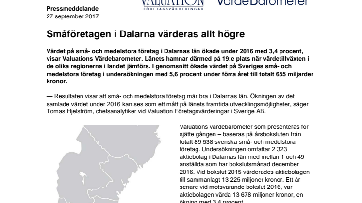  Värdebarometern 2017 Dalarnas län