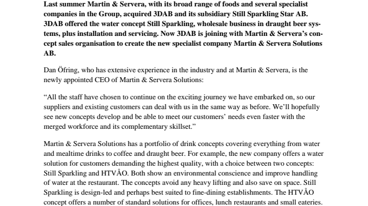 Martin & Servera Solutions - för innovativa dryckeslösningar på din restaurang