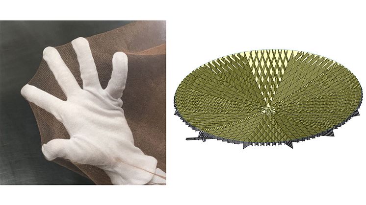 New metal mesh (c) Taiyo Wire Cloth/ Artist image of deployable reflector using metal mesh. (c) JAXA