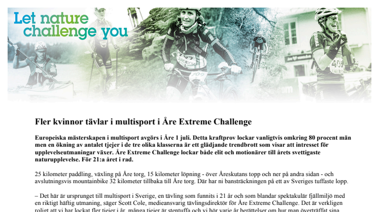 ​Fler kvinnor tävlar i multisport i Åre Extreme Challenge