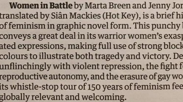 Marta Breen og Jenny Jordahl har stor internasjonal suksess med "Kvinner i kamp" som når er solgt til hele 19 land. The Guardian omtaler boken som globalt relevant og innbydende