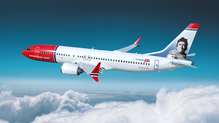 Renderizado del Boeing 737 MAX 8 dedicado a Rodríguez de la Fuente (Norwegian).