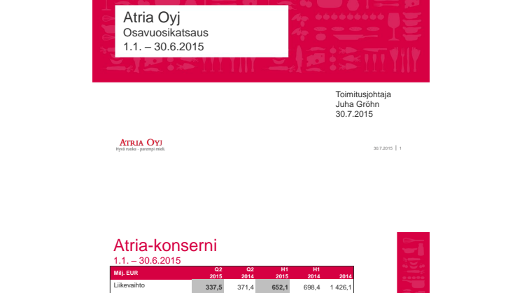 Atria Oyj Q2 2015 esitys