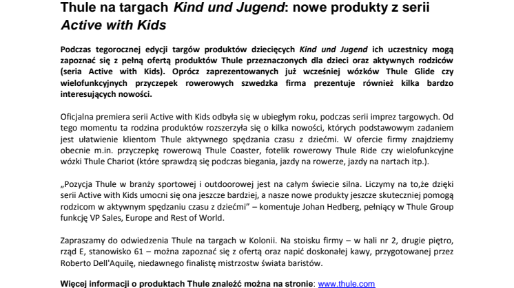 Thule na targach Kind und Jugend: nowe produkty z serii Active with Kids