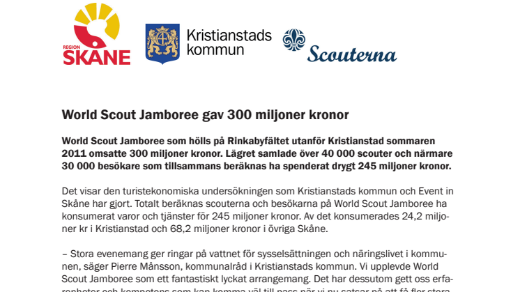 World Scout Jamboree gav 300 miljoner kronor