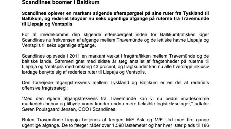 Scandlines boomer i Baltikum