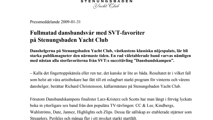 Fullmatad dansbandsvår med SVT-favoriter på Stenungsbaden Yacht Club