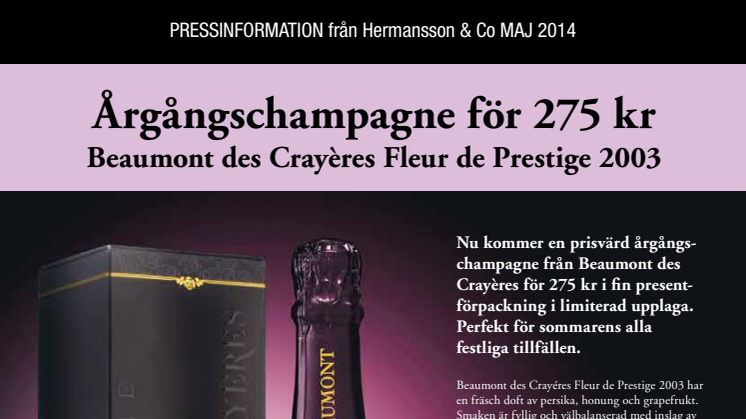 Prisvärd årgångschampage från Beaumont des Crayères- nu i fin presentförpackning!