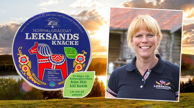 Annika Sund, marknadschef på Leksands Knäckebröd, berättar om hållbarhetsarbetet som nu senast innebär att klimatavtrycket redovisas på knäckebrödsförpackningarna. Leksands Knäckebröd ursprungsmärker med Från Sverige.