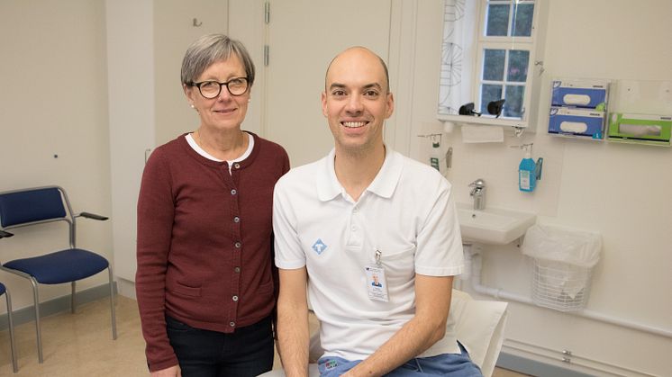 Både samordnare  Inger Westergren och fysioterapeutstudenten Tomas Seco Lopez är nöjda med den nya kliniska undervisningsmottagningen.