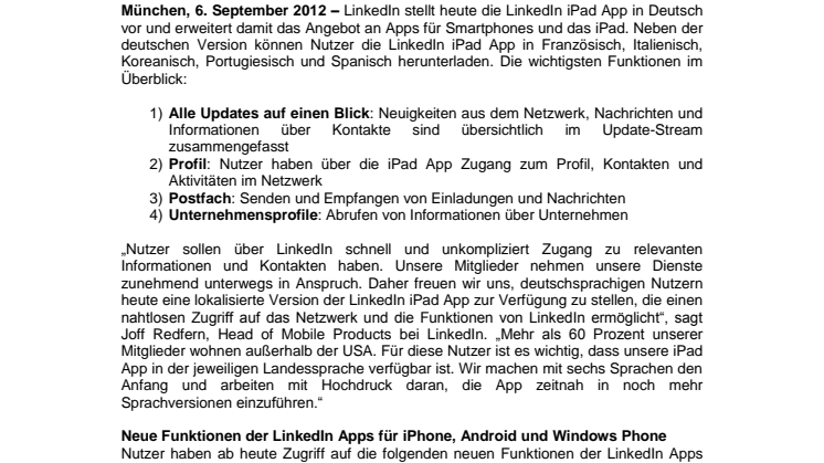 Startschuss für LinkedIn iPad App in Deutsch