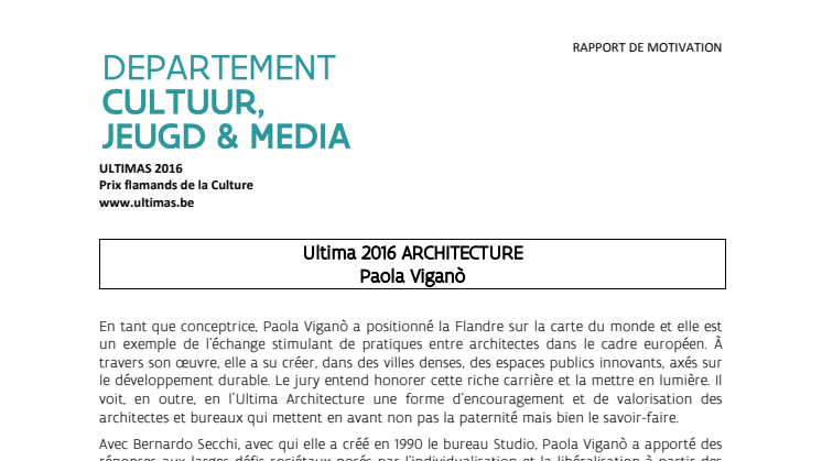 rapport de motivation Ultima 2016 architecture