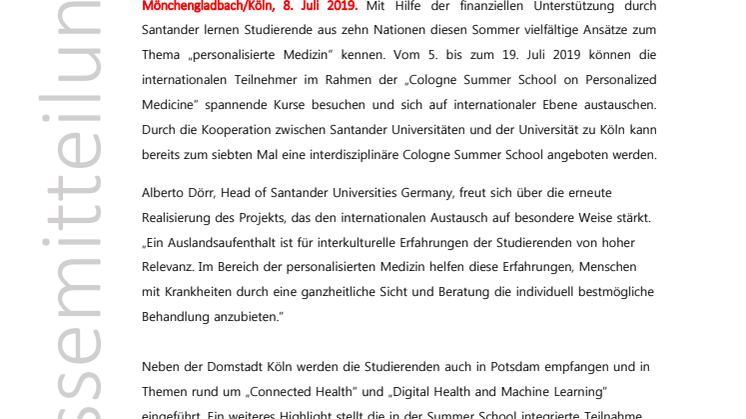 Cologne Summer Schools: Santander fördert internationalen Austausch 