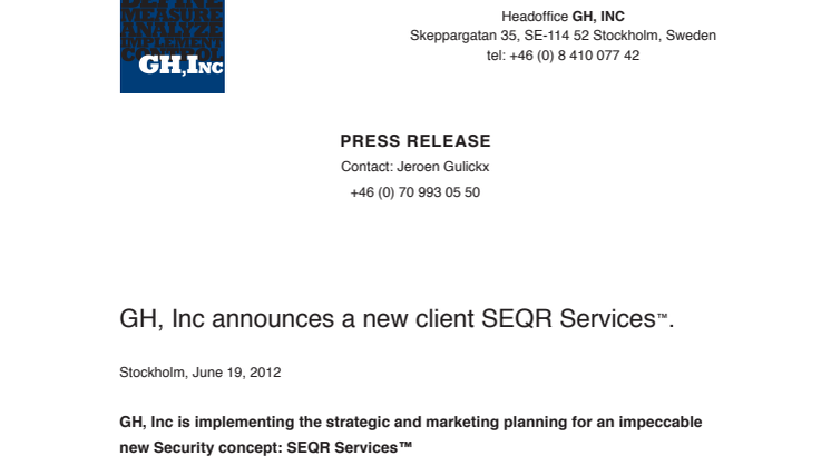 ﻿GH, Inc announces a new client SEQR Services™.