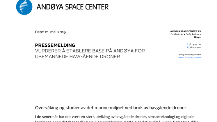  Akvaplan-niva: havdronebase med Andøya Space Center