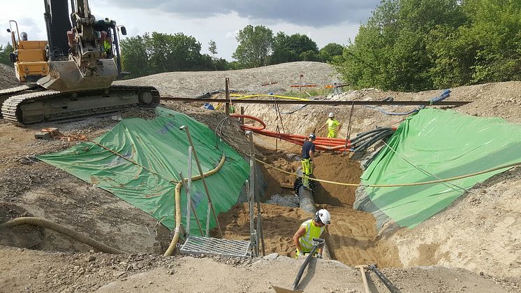 Inkoppling av dricksvattenledning i Lund 16 juni 2018