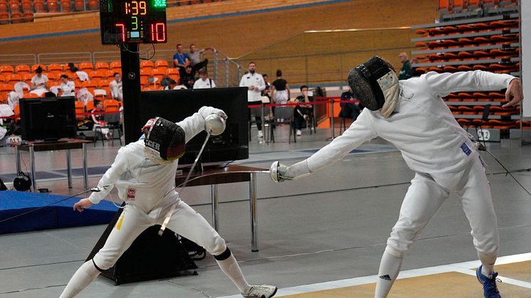 Jonathan Svensson drygar ut sin ledning mot tysken Samuel Unterhauser i 32-tablån, en match som Jonathan till slut vann med 15-8. Foto: Luca Pagliaricci, Bizziteam