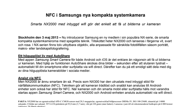 NFC i Samsungs nya kompakta systemkamera 